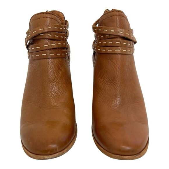 Frye Naomi Pickstitch Ankle Shooties Womens Size 7 B Whiskey Brown Leather Zip - Picture 2 of 7